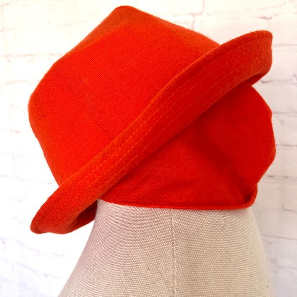 70's Bright Orange Wool Hat - Happy Cappers Los Angeles, Calif - Picture 1 of 12